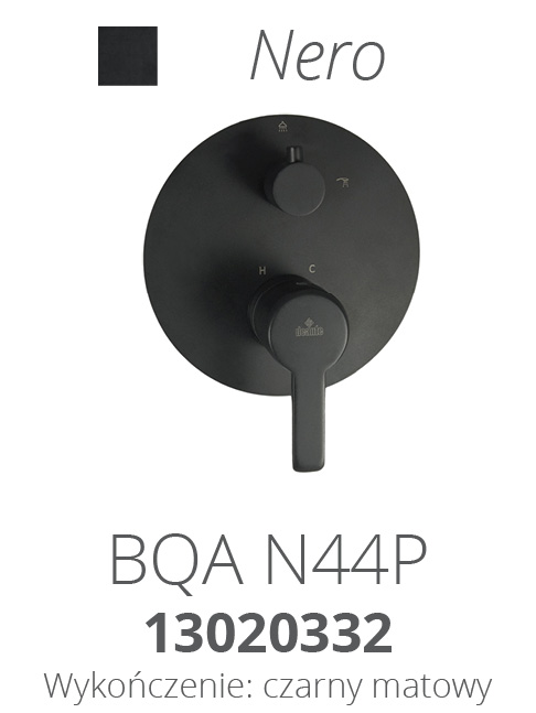 Bateria natryskowa z przełącznikiem ARNIKA Nero BQA N44P czarny mat